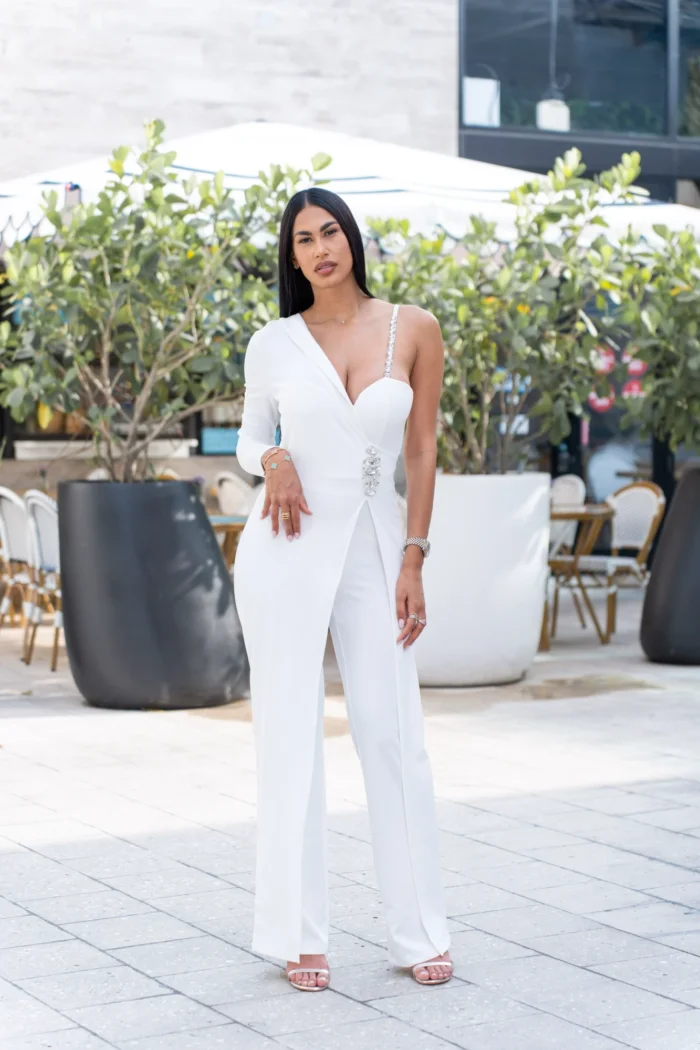 JUMPSUIT LARGO BLANCO UNA MANGA